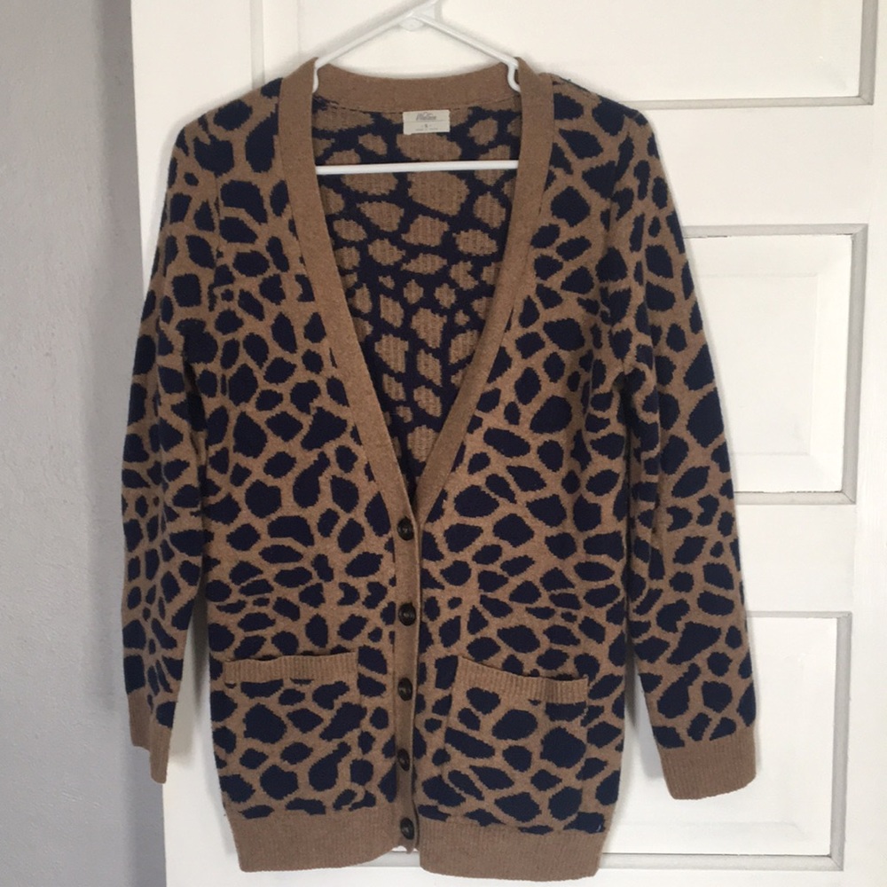 Madewell Cardigan in Navy and Tan